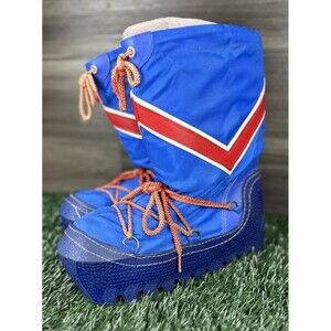 Vintage 80s‎ Moon Boots Snow Outdoor Retro Red White Blue Napoleon  Sz 9-10